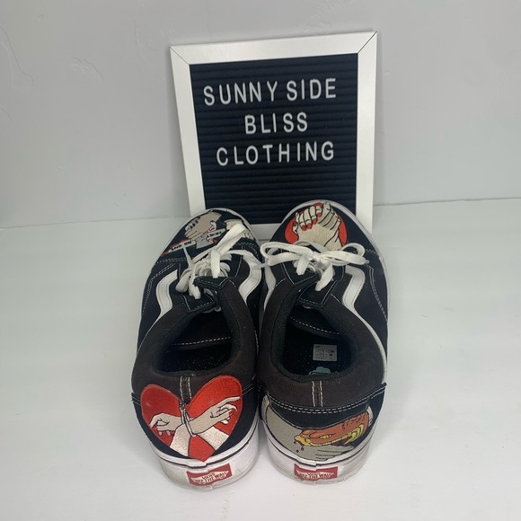 Vans Comfy Cush Low Rise Black Classic Shoes W/ Embroidered Patches Size 13 - Picture 10 of 12